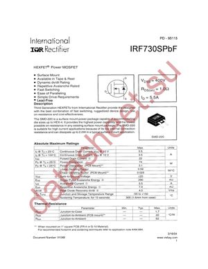 IRF730STRRPBF datasheet  